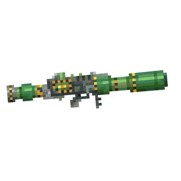 Digital illustration of a weapon of the future in the style of a pixel art desig Stock Illustration