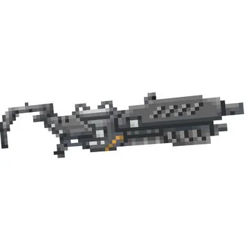 Digital illustration of a weapon of the future in the style of a pixel art desig Stock Illustration