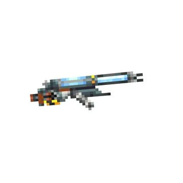 Digital illustration of a weapon of the future in the style of a pixel art desig Stock Illustration