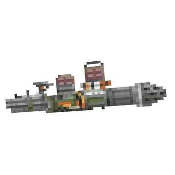 Digital illustration of a weapon of the future in the style of a pixel art desig Stock Illustration