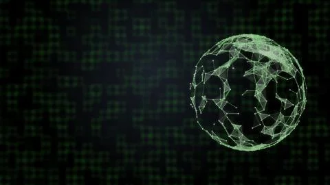 Digital image of 3d rendered globe with surface in plexus connection over 스톡 일러스트