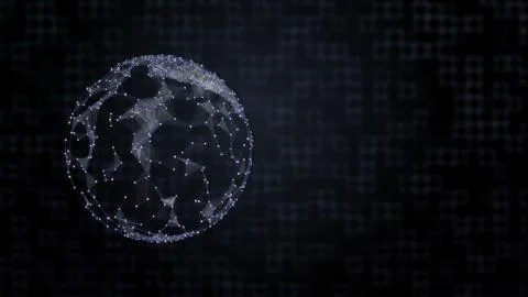 Digital image of 3d rendered globe with surface in plexus connection over Stock Illustration