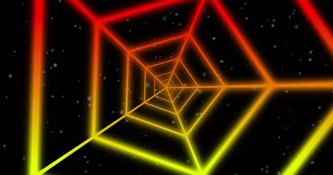 Digital image of abstract shapes moving against black background 스톡 사진