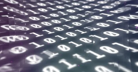 Digital image of binary coding data processing against black background Stock Illustration
