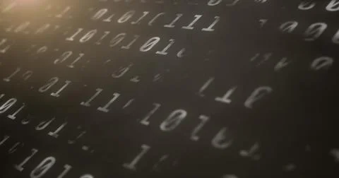 Digital image of binary coding data processing against spots of light on grey 스톡 일러스트