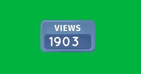 Digital image of a blue box containing numbers of views on a green background Foto stock