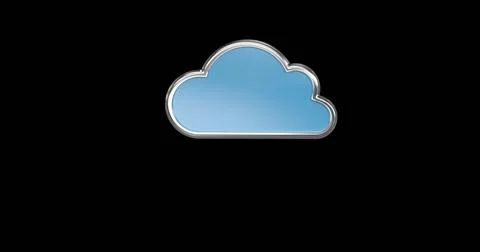 Digital image of a blue cloud icon moving up and down the screen against a black Foto stock