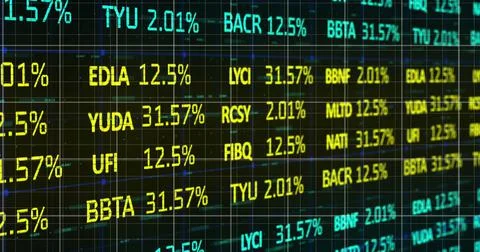Digital image of blue graphs over stock market data processing against black イラスト素材