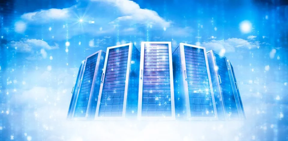 Digital image of blue servers Stock Illustration