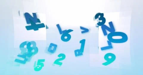 Digital image of changing numbers and multiple square shapes against blue Stock Illustration