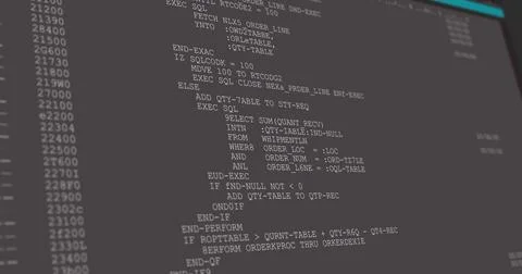Digital image of computer interface data processing and programming coding Illustrazione stock