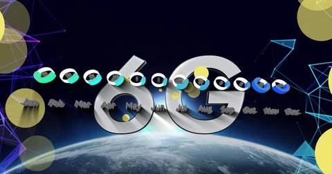 Digital image of confetti falling over cloud icons on blue background 写真素材