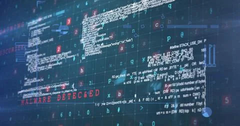 Digital image of cyber security data processing against blue background Stock Illustration