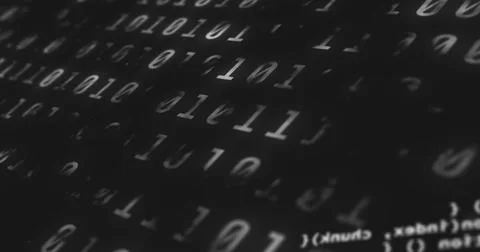 Digital image of data processing over binary coding data processing on black Illustrazione stock