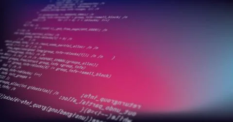 Digital image of digital data processing against blue and pink gradient 스톡 일러스트