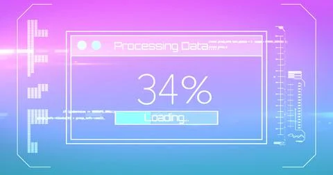 Digital image of digital interface with data processing against gradient Stock Illustration