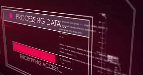 Digital image of digital interface with data processing against red background 스톡 일러스트