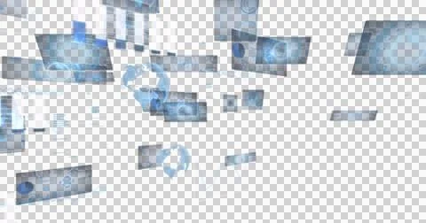 Digital image of digital interface with data processing against black background Stock Illustration