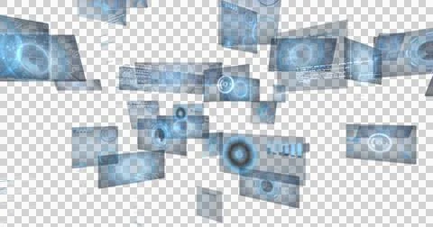 Digital image of digital interface with data processing against black background Illustrazione stock