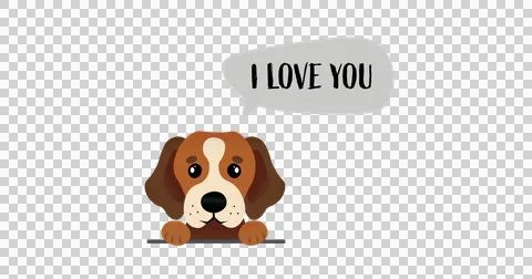 Digital image of dog icon with i love you text in a speech bubble icon against Stock Illustration