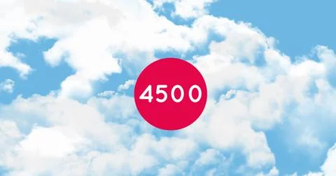 Digital image features the number inside a bold red circle over sky with clouds Foto stock