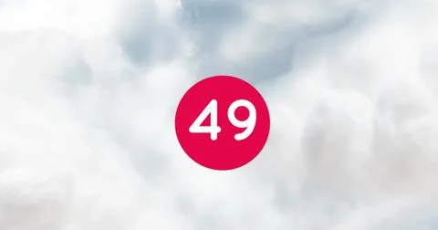 Digital image features the number inside a bold red circle over sky with clouds Stock Photos