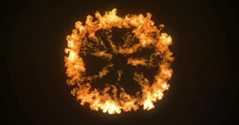 Digital image of fire burst exploding with copy space on black background 4k Foto stock