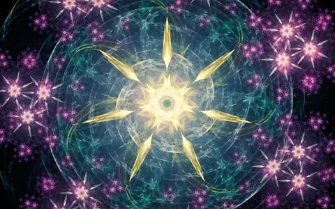 Digital image generated on a computer consisting of beautiful abstract geomet Stock Illustration