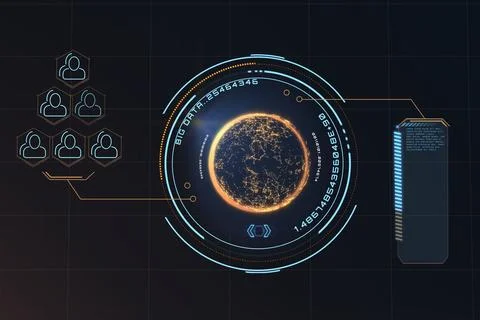 Digital image of globe with big data text and social connectivity Stock Illustration