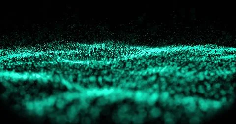 Digital image of green digital wave moving against black background Stock Illustration