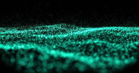 Digital image of green digital wave against black background Stock Photos