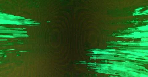 Digital image of green light trails flickering against black background Ilustración de archivo