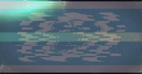 Digital image of light trails and glitch effect against round scanner on red Stock Illustration