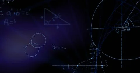 Digital image of mathematical equations and formulas against dna structure .. 스톡 사진