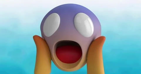 Digital image of multiple changing face emojis against blue gradient background 스톡 일러스트