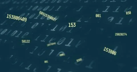 Digital image of multiple changing numbers against binary coding data processing 스톡 일러스트