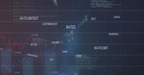 Digital image of multiple changing numbers against financial data processing イラスト素材
