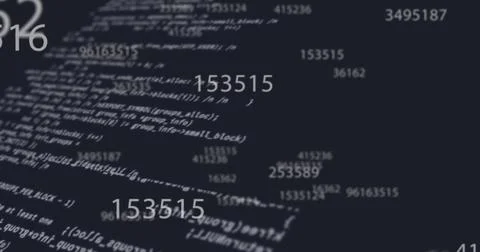 Digital image of multiple changing numbers floating against data processing on Stock Illustration