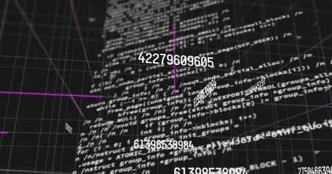 Digital image of multiple changing numbers against data processing on black Illustration