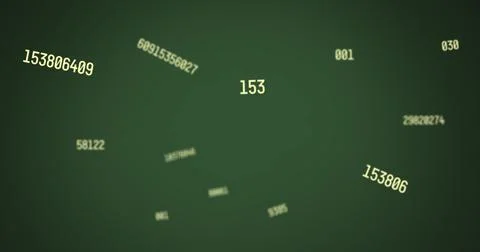 Digital image of multiple changing yellow numbers floating against green 스톡 일러스트