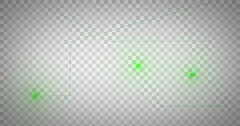Digital image of multiple glowing green light trails moving against grid network 스톡 일러스트