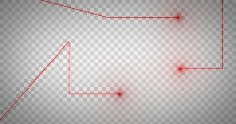 Digital image of multiple glowing red light trails moving against grid network Stock Illustration