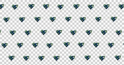 Digital image of multiple heart shaped globe icons in seamless pattern against Stock Illustration