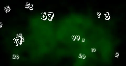 Digital image of multiple numbers floating against green and black background Stock Illustration