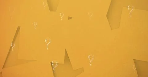 Digital image of multiple question mark symbols floating yellow blank memo notes Stock Photos