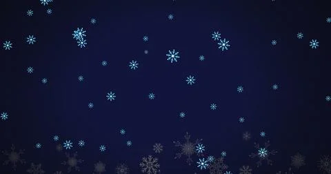 Digital image of multiple snowflakes icons against blue background Stockillustratie