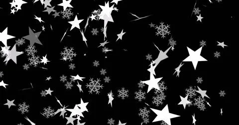 Digital image of multiple stars and snowflakes icons floating against red Illustrazione stock