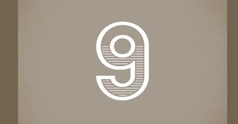 Digital image of the number 9 against copy space on grey background Ilustração Stock