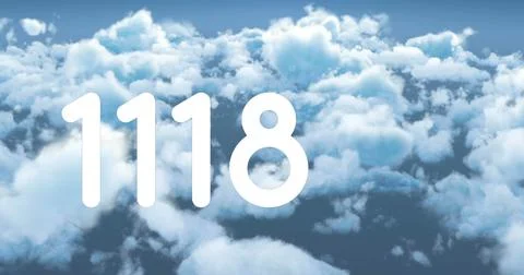 Digital image of the number displayed in bold white text over a cloudy sky 写真素材