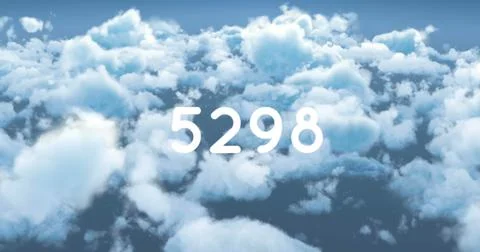 Digital image of the number displayed in bold white text over a cloudy sky Foto stock